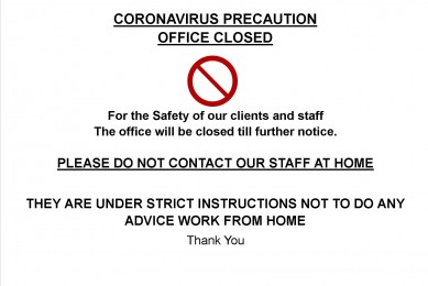 Office closing due to Corona Virus