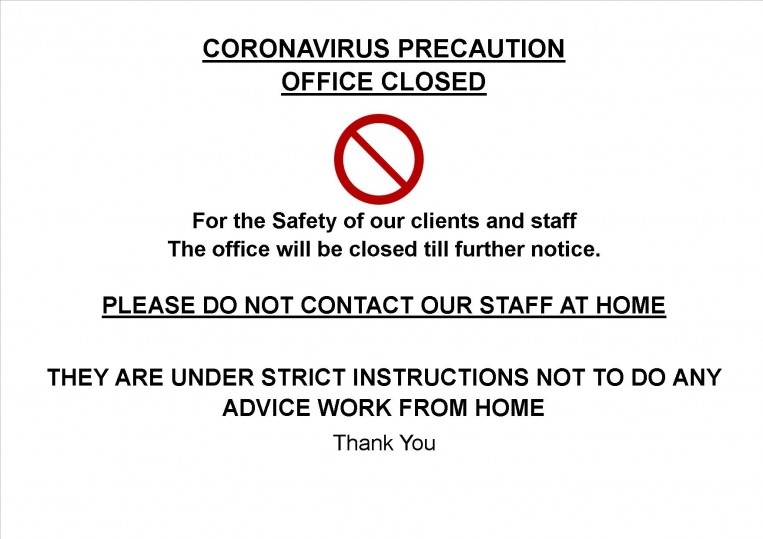 Office closing due to Corona Virus